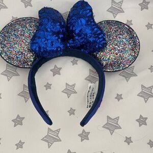 Blue Sequin Mouse Ears Headband